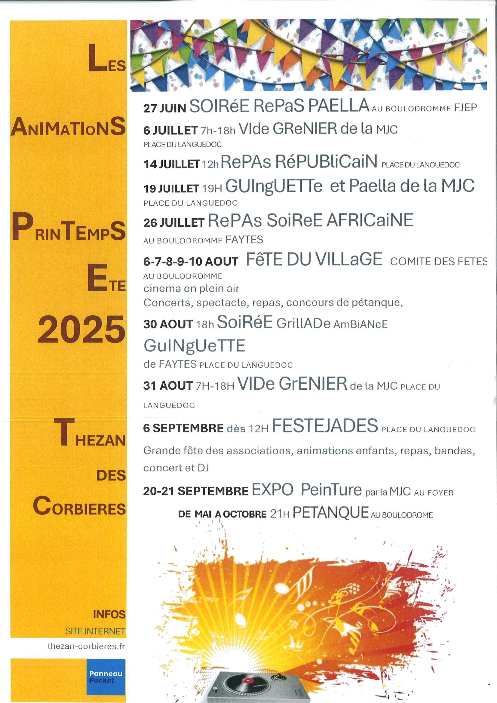 PLANNING DES FESTIVITÉS